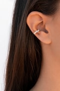 Dainty Baguette & Round CZ Conch Ear Cuff Earrings