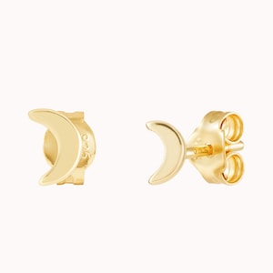 Dainty Crescent Moon Stud Earrings Złoto