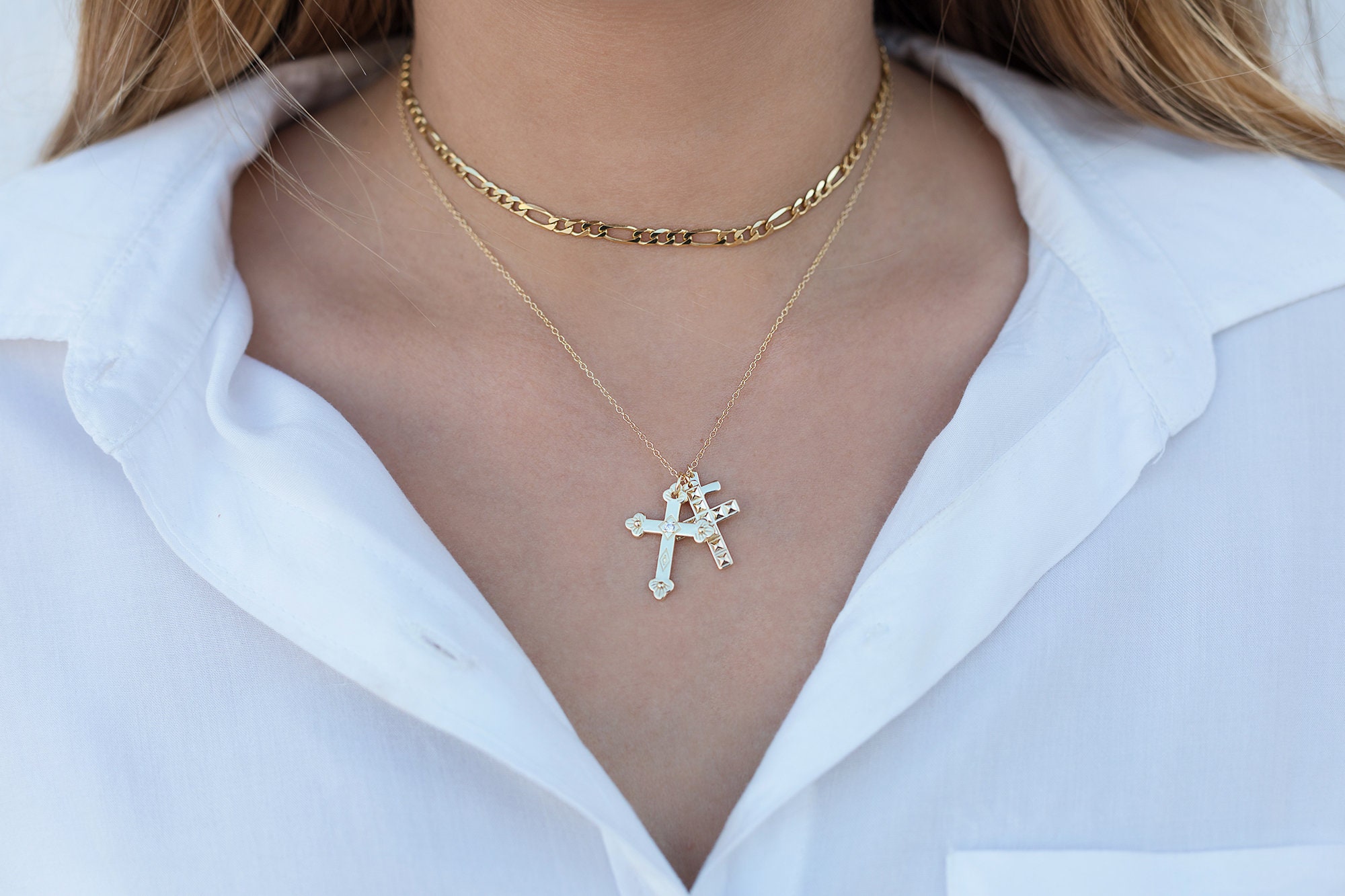 Triple Cross Necklace Crosses Necklace 