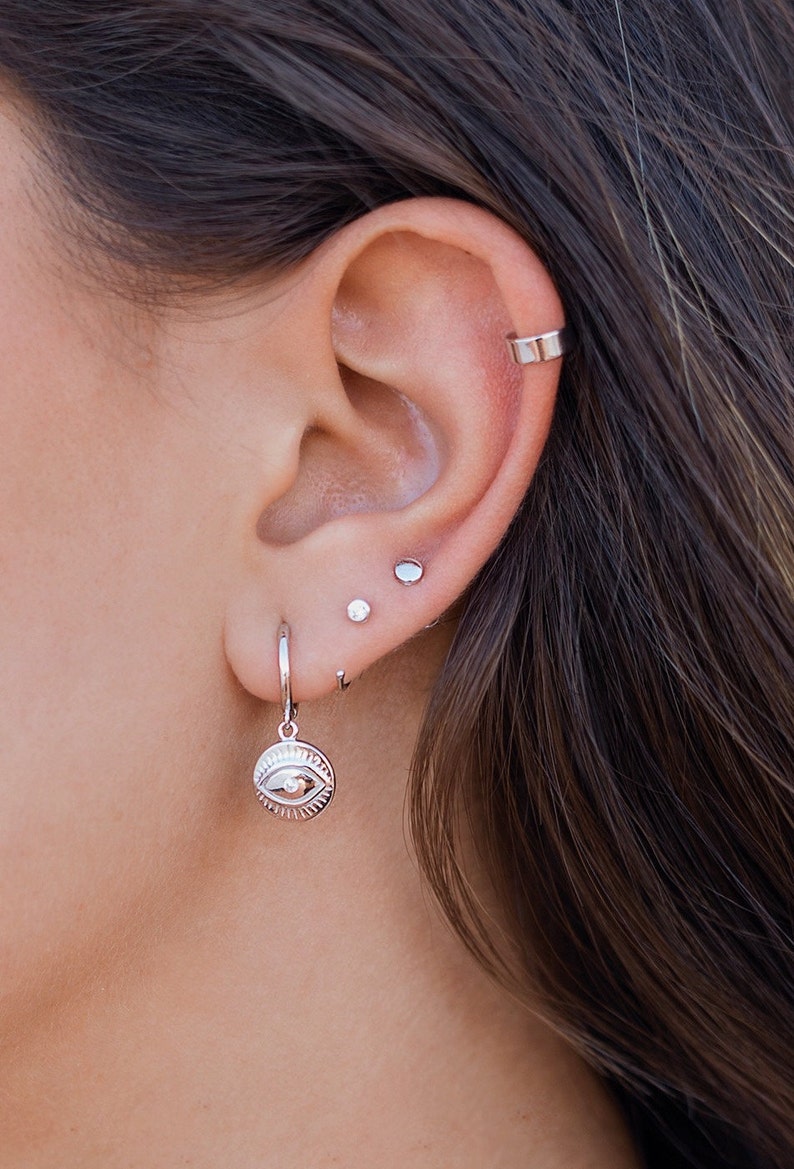 Tiny CZ Open Huggie Hoop Earrings Ear hugger Etsy