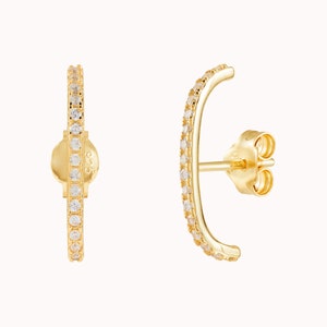 Minimalist Cz Ear Lobe Cuff Stud Earrings Gold