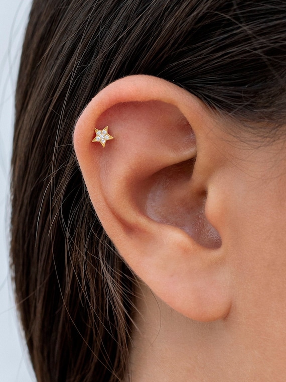 Star shaped gold earrings sale