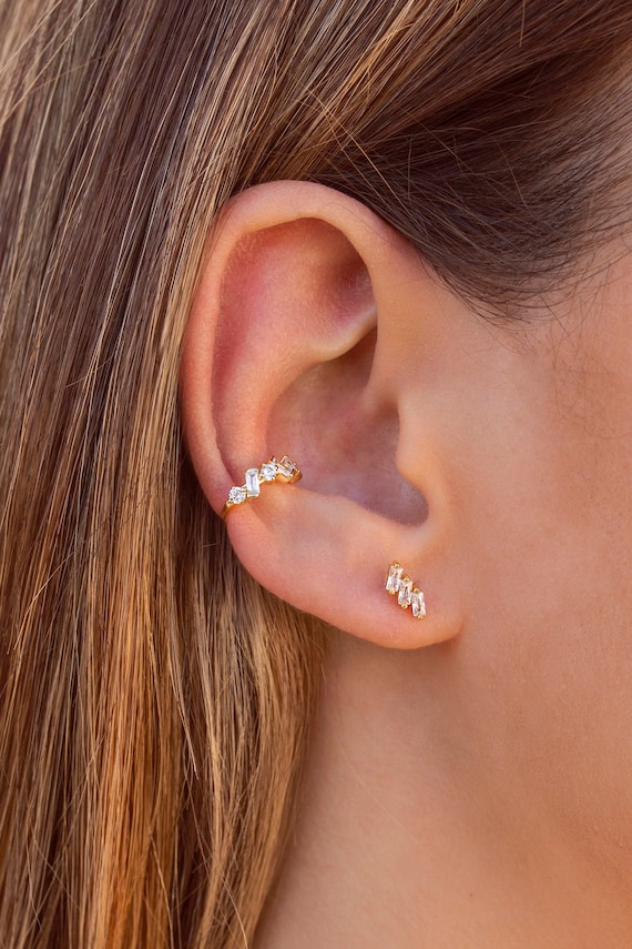 Baguette earrings best sale cz