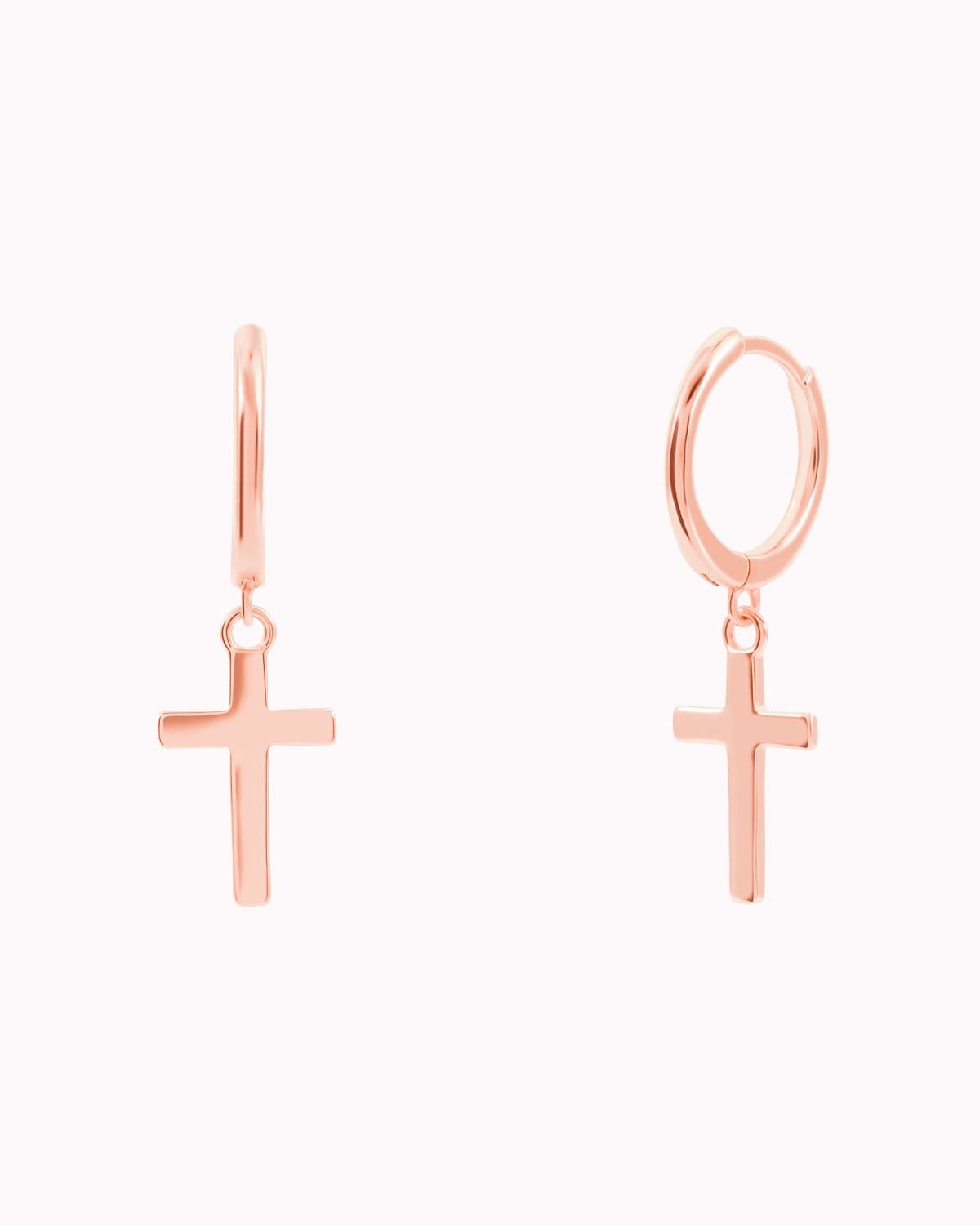 Dainty & Minimalist Cross Shaped Charm Huggie Hoop Earrings
