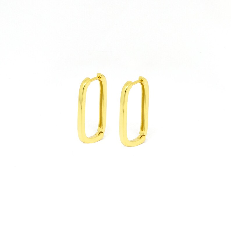 Dainty & Minimalist Oblong Rectangle Hoop Earrings | Etsy