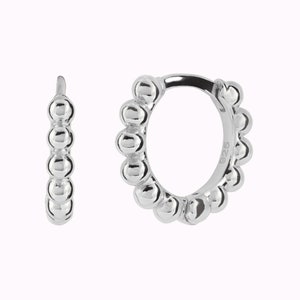 Tiny Beaded Huggie Hoop Earrings Available In Four Sizes image 4