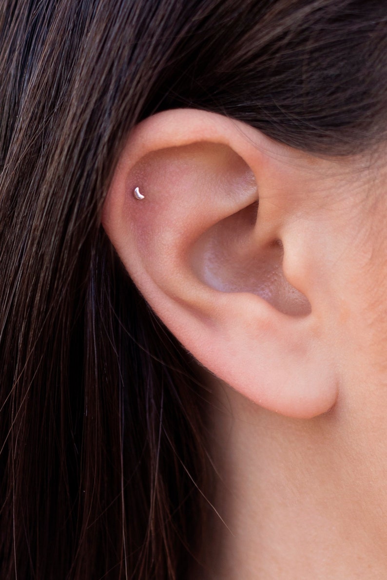 Tiny Moon-Shaped Silver stud Earrings image 7