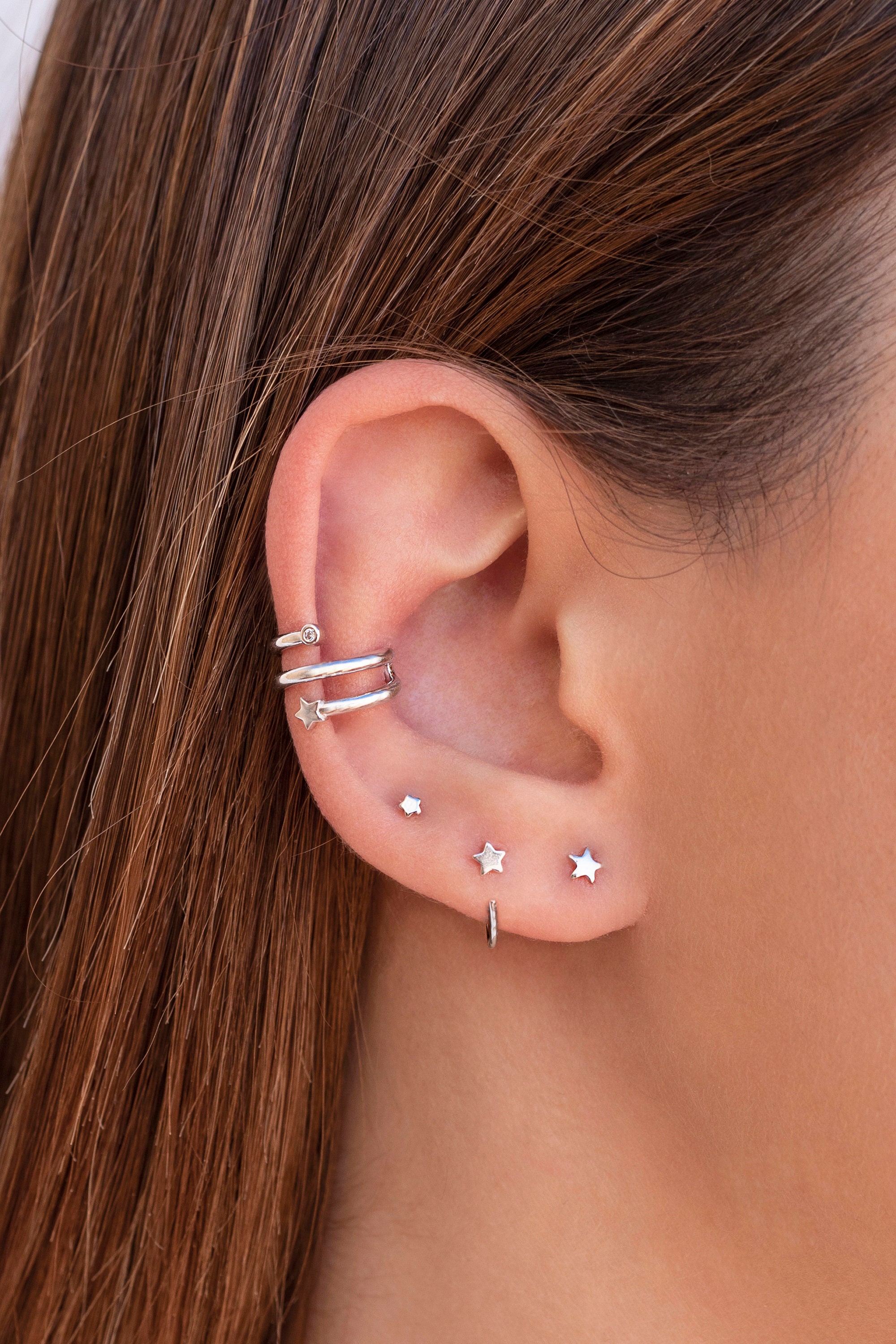 Tiny Star Open Huggie Hoop Earrings Ear Hugger Etsy