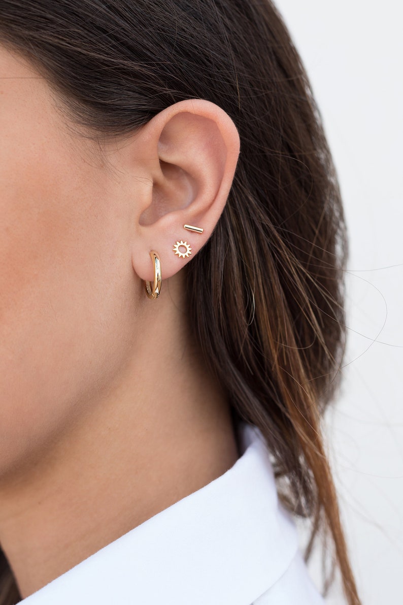 Dainty & Minimalist Sun Stud Earrings image 3