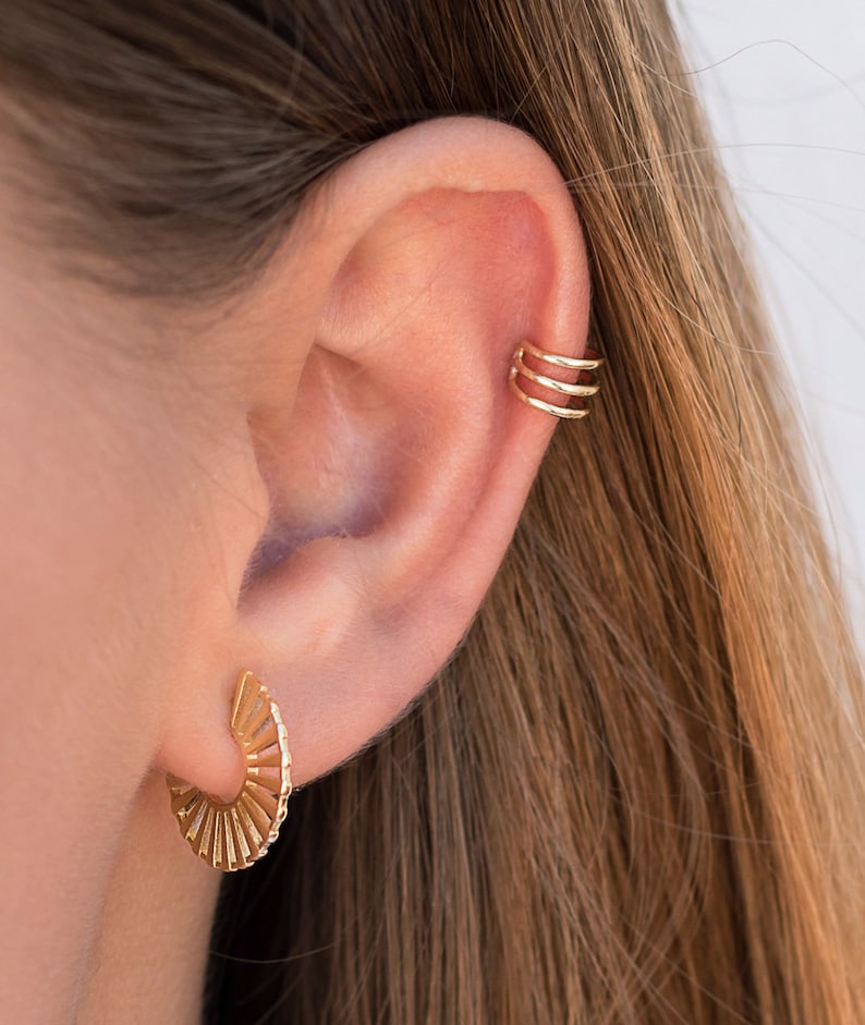 Minimalist Triple Band Ear Cuff Earrings image 9