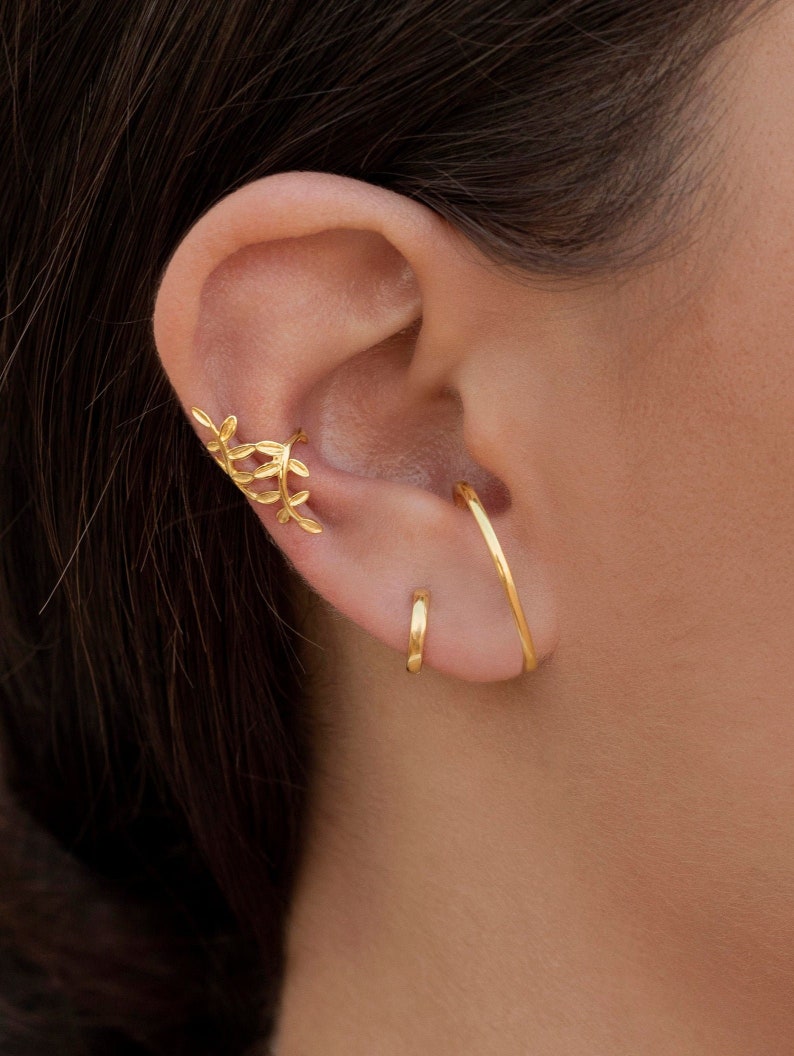 Conch ear cuff earrings in the shape of leaves image 5