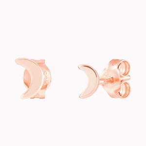 Boucles d'oreilles puces en forme de lune Taille moyenne Or rose