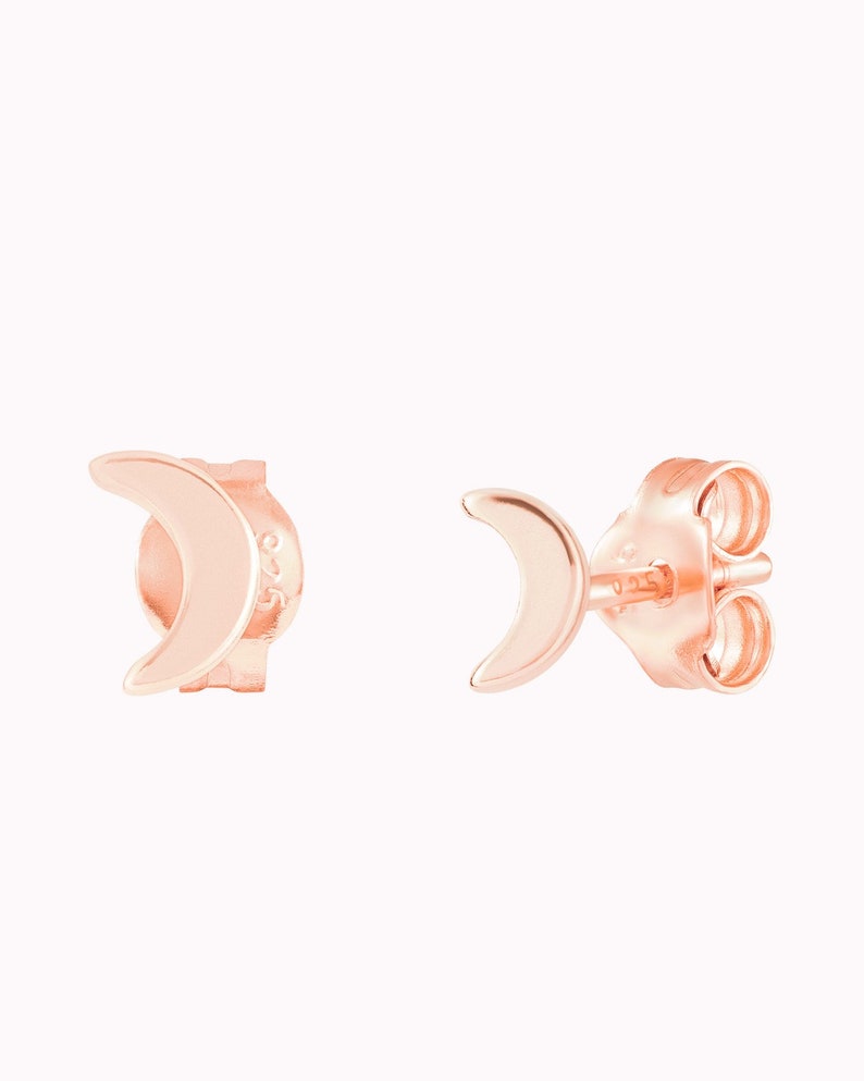 Dainty Crescent Moon Stud Earrings Różowe złoto