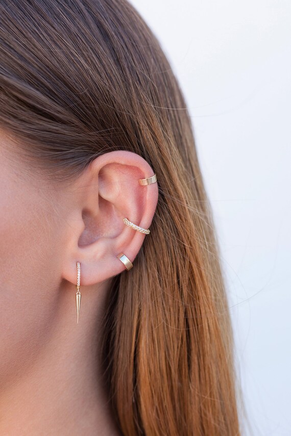 Pendiente ear cuff plata lisa Pendientes earcuff Ear cuff Etsy