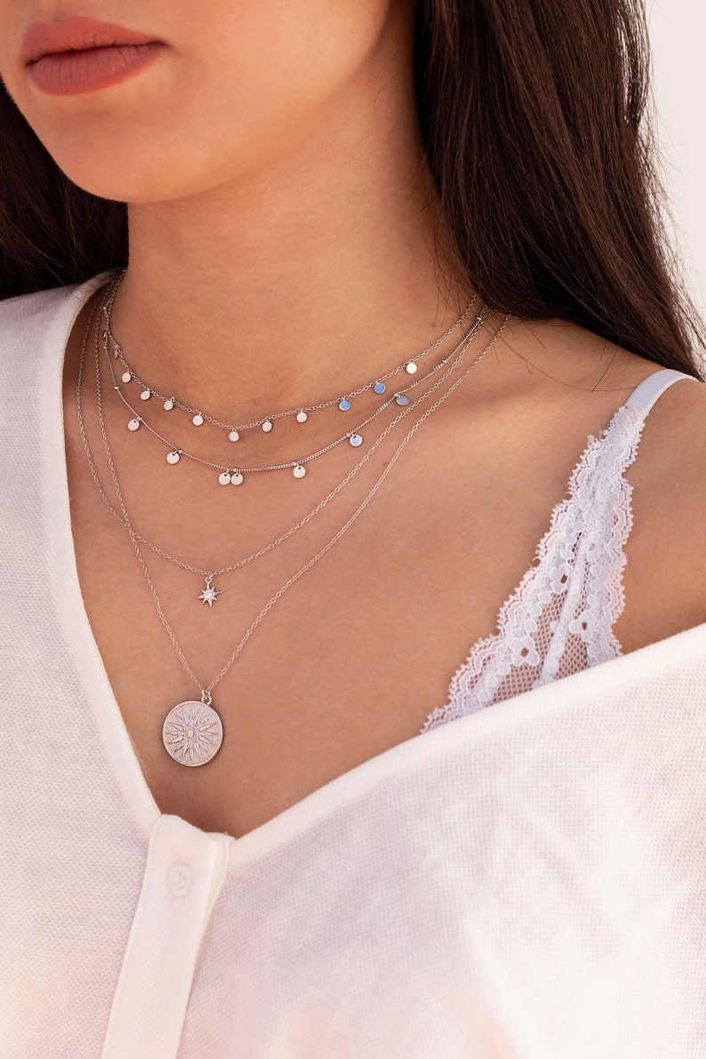 Dainty & Minimalist Dangling Small Coins Choker Necklace image 7