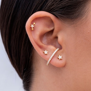 Dainty Cz 3 Stars Constellation Stud Earrings image 6