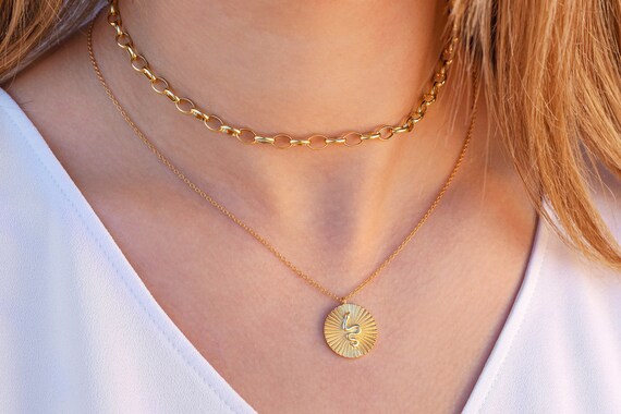 Dainty Snake Medallion Pendant Necklace Etsy Singapore