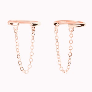 Dainty & Minimalist Dangling Chain Conch Ear Cuff Earrings Rose gold