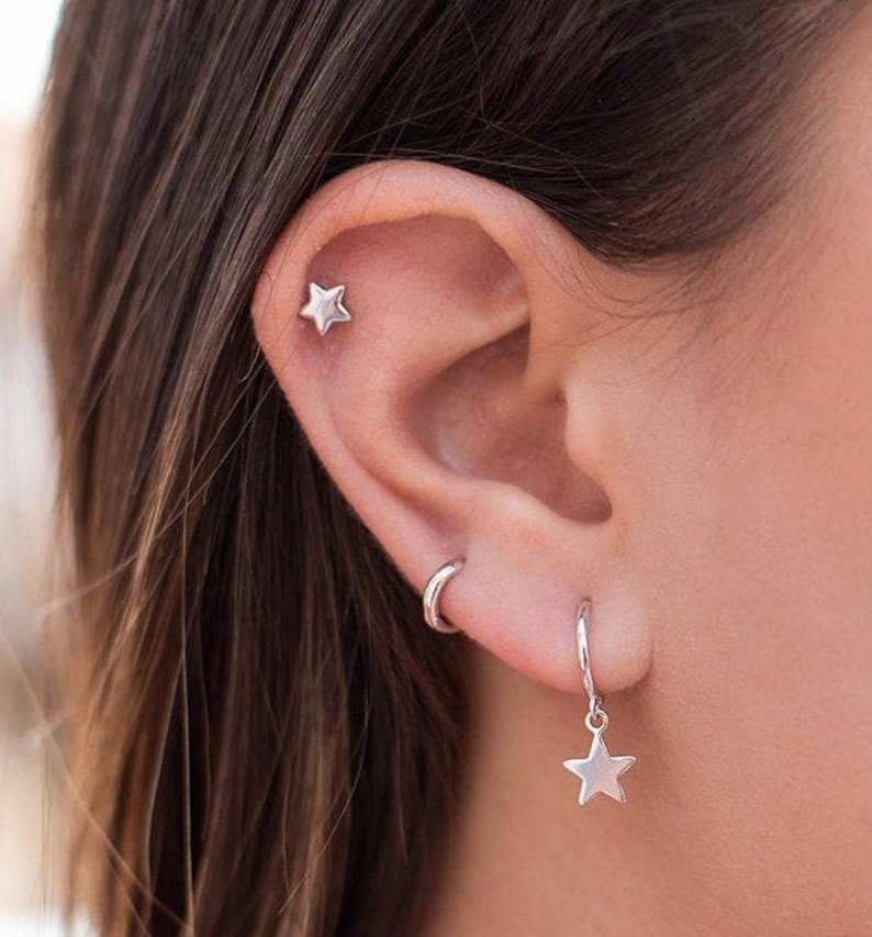 Minimalist Star Shaped Stud Earrings Large size image 3