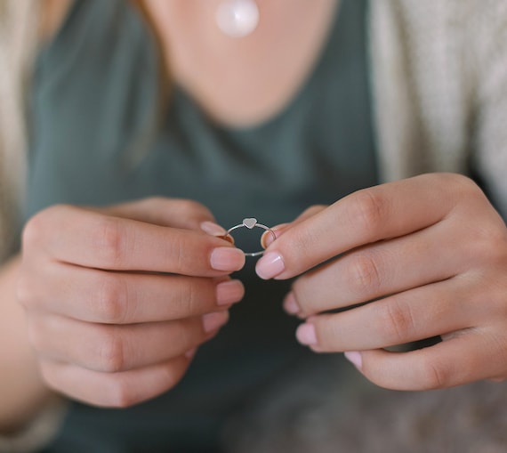Heart ring Thin heart ring Minimalist rings Tiny rings | Etsy