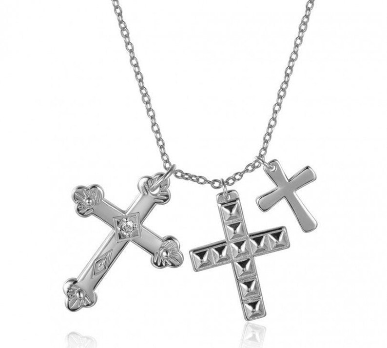 Triple Cross Necklace Crosses Necklace Cross Necklace Boho Etsy
