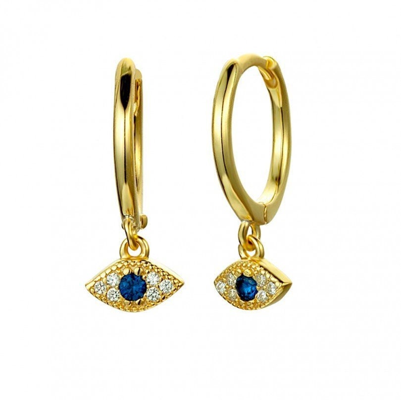 Orecchini a cerchio con occhio blu malvagio turco a forma di cuore carino per le donne Colore oro Nuovo in orecchio Dange Gioielli Zircone Moda coreana di alta qualà  36
