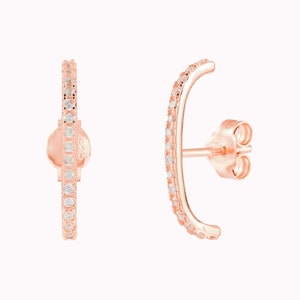 Minimalist Cz Ear Lobe Cuff Stud Earrings Rose gold