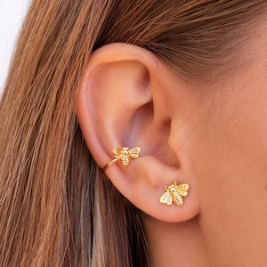 Dainty & Tiny Bee Shaped Ear Cuff Earrings image 8