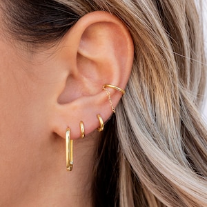 Dainty & Minimalist Dangling Chain Conch Ear Cuff Earrings image 9