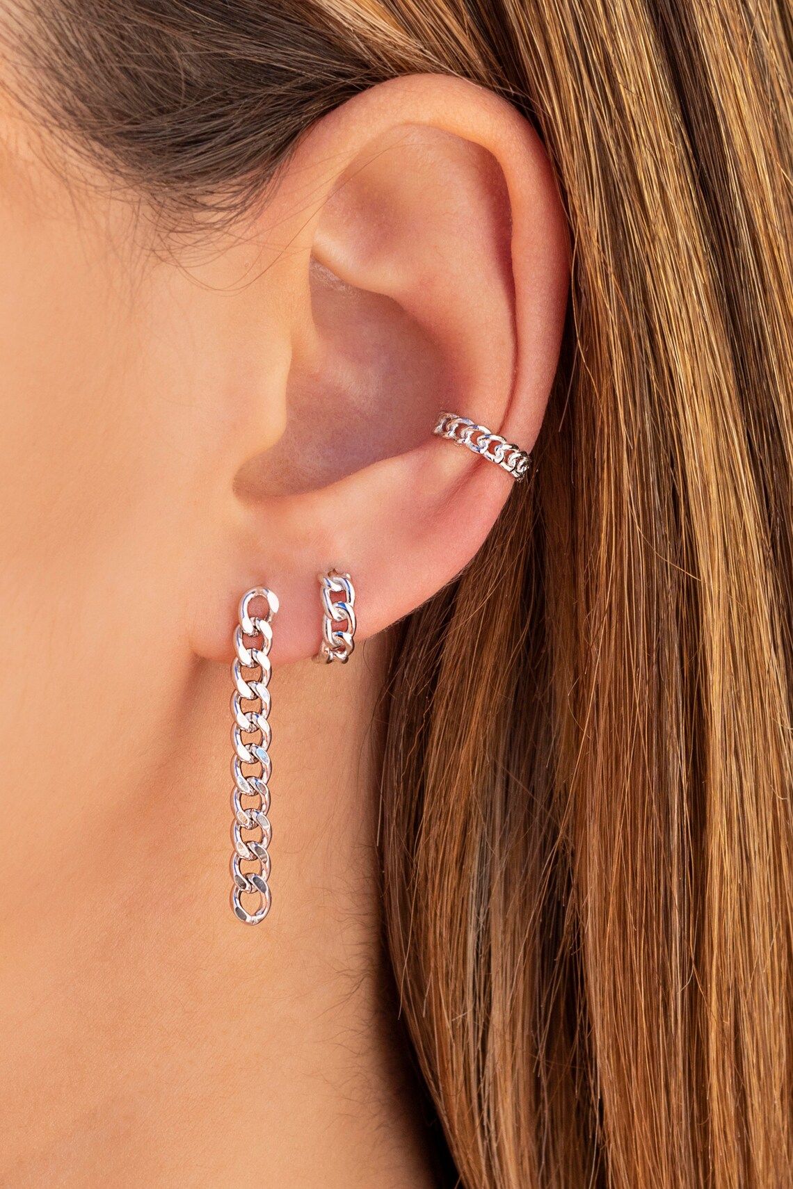 ear cuff con cadena