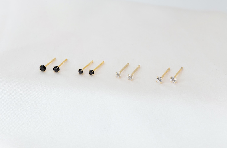 Dainty & Tiny Invisible Prongs CZ Stud Earrings Two sizes available image 5