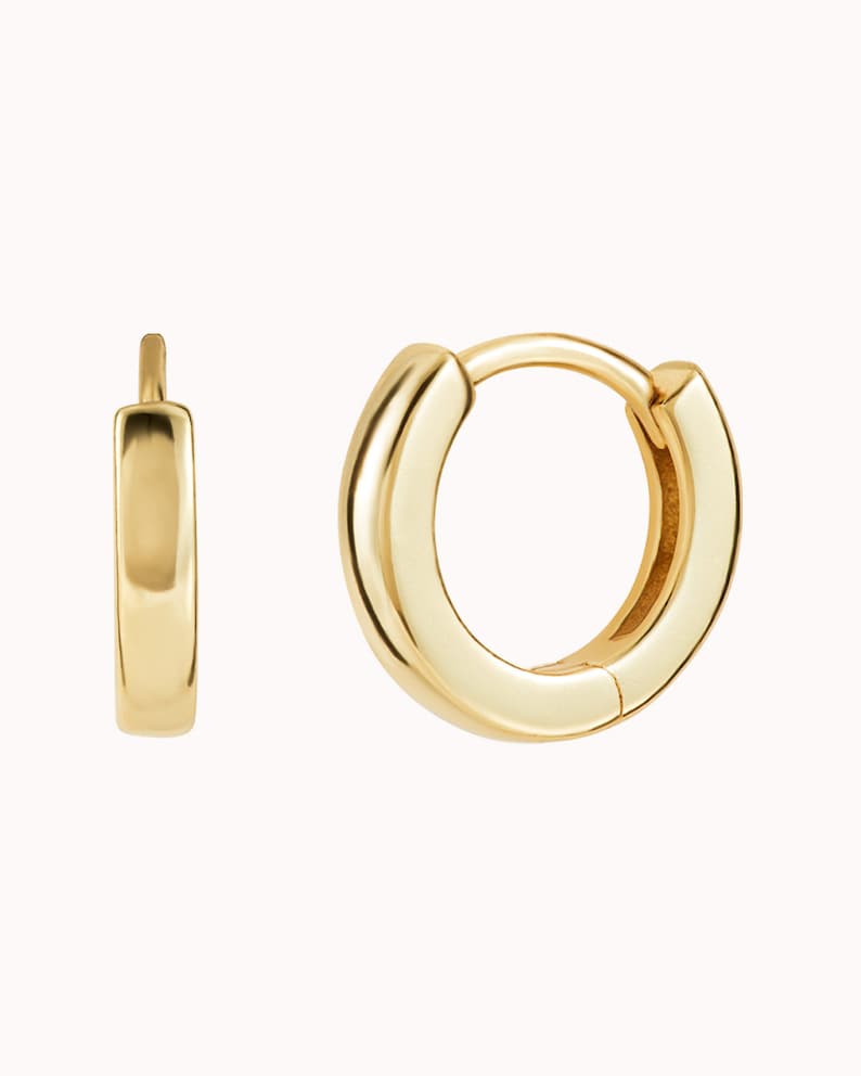 Dainty Square Edges Huggie Hoop Earrings Three sizes, 8, 10 and 12 mm image 2