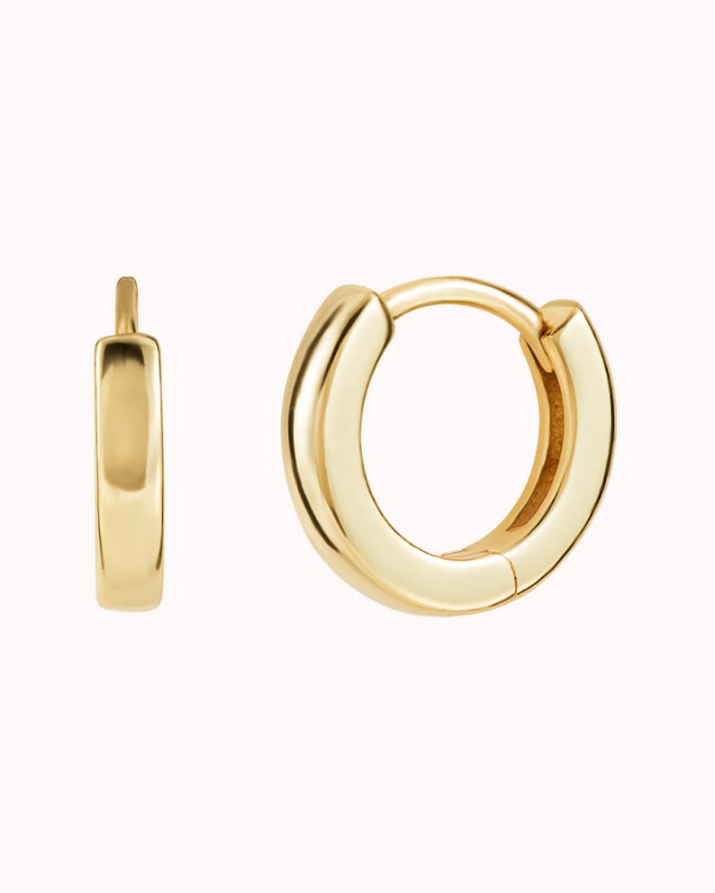 Dainty Square Edges Huggie Hoop Earrings Three sizes, 8, 10 and 12 mm zdjęcie 2