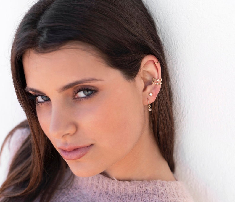 Earrings Conch Ear Cuff dual band with stones