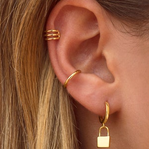 Padlock Charm Huggie Hoop Earrings Love Lock image 9