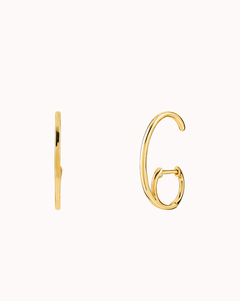 Minimalist Ear Lobe Cuff Huggie Hoop Earrings Złoto