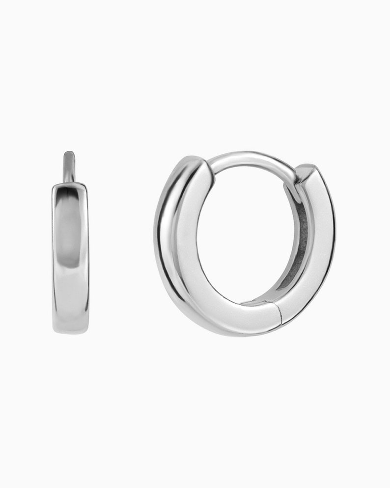 Dainty Square Edges Huggie Hoop Earrings Three sizes, 8, 10 and 12 mm image 4