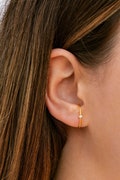 Minimalist 3 Prongs CZ Ear Lobe Cuff Earrings - 4 Stone Colors Available: White, Black, Turquoise & Purple product logo