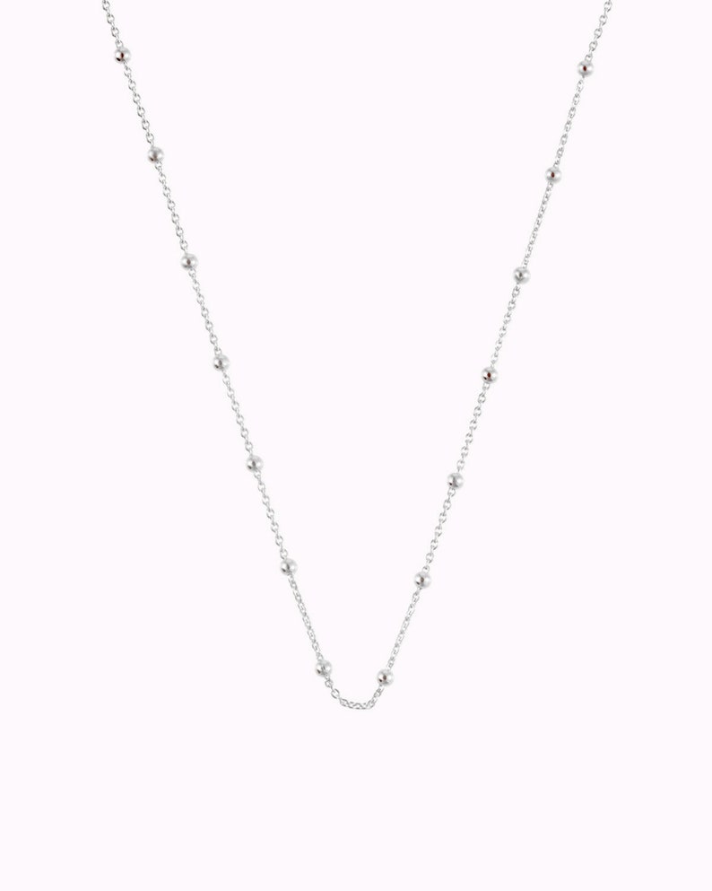 Dainty Ball Charms Chain Choker Necklace Prata