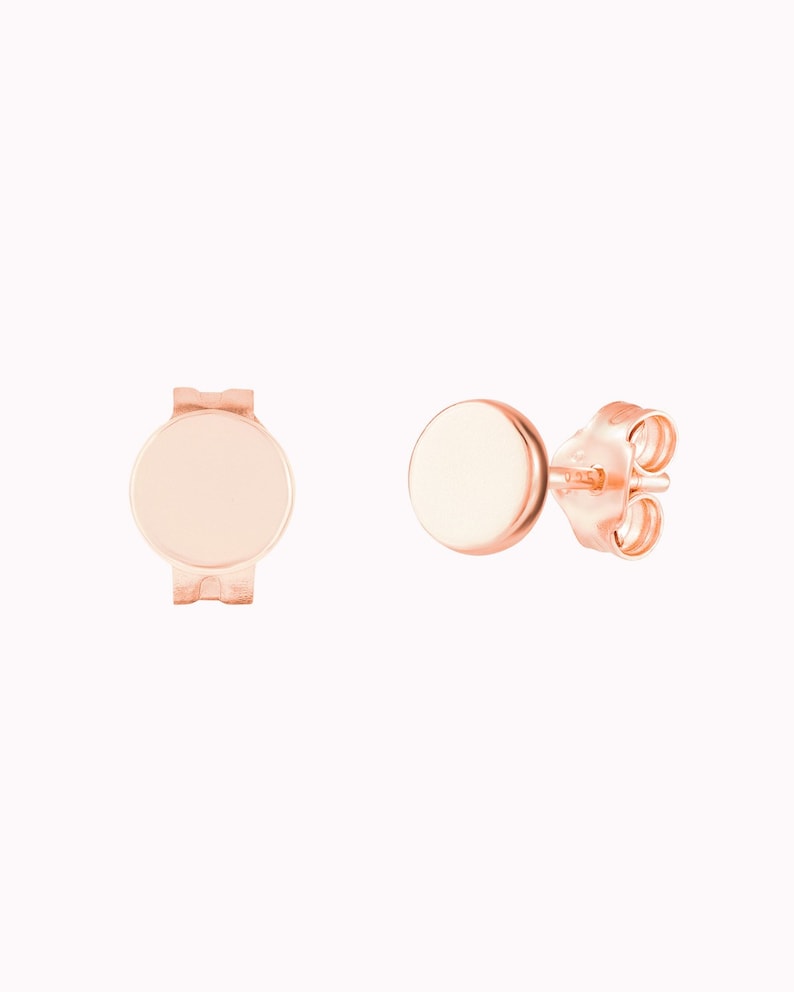 Dainty Tiny & Minimalist Circle Dot Stud Earrings Three different diameters available Rose gold