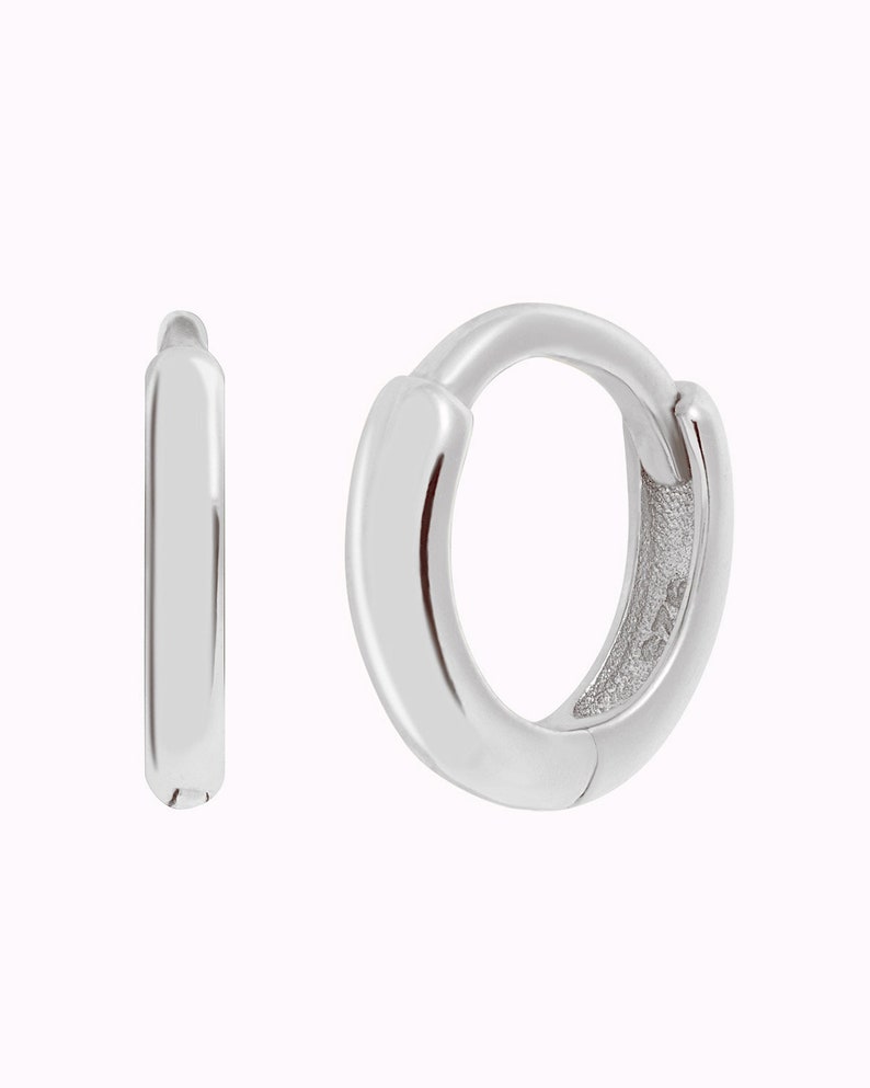 Minimalist & Tiny Second Hole Helix Silver Hoop Earrings Two sizes available: 6 mm and 9 mm image 4