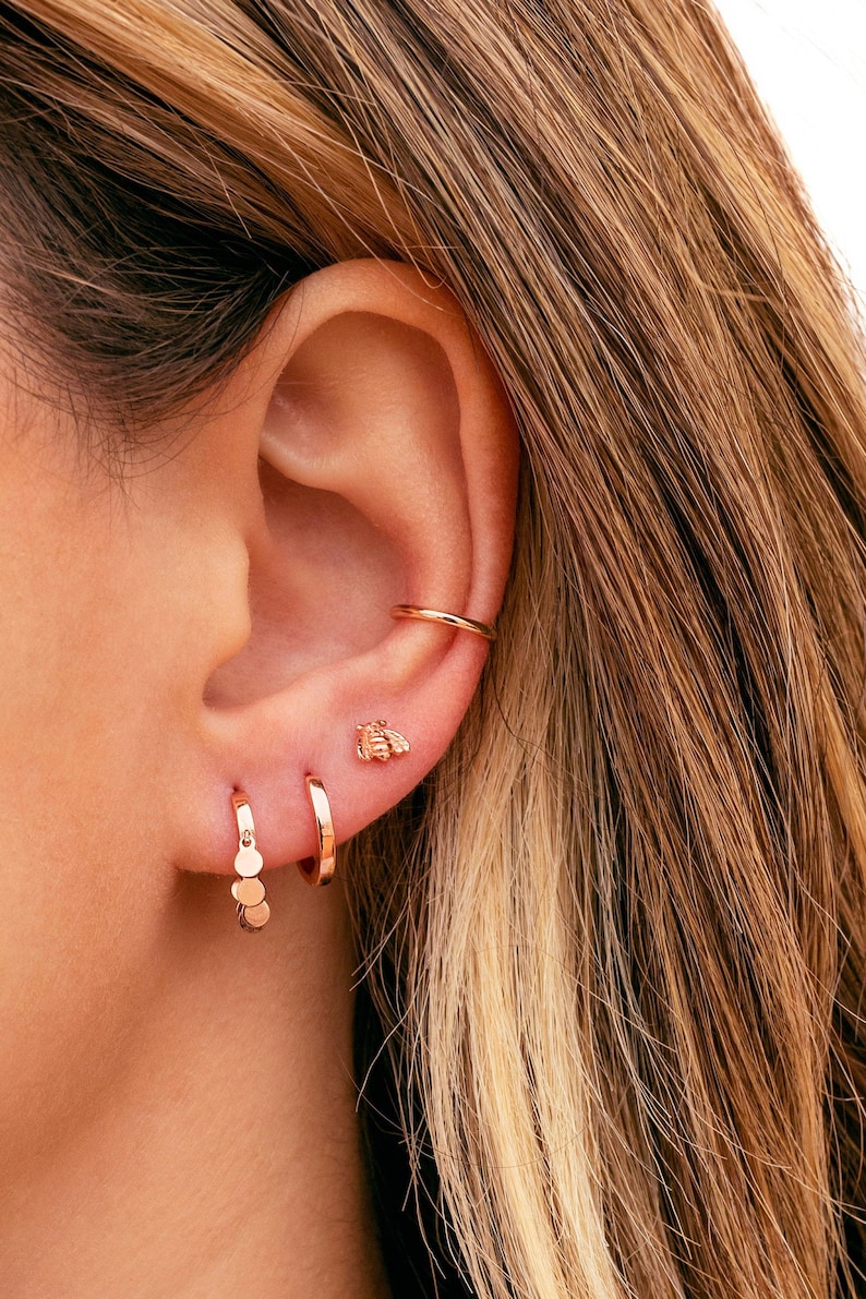 Dainty Single Band Smooth Silver Conch Ear Cuff Earrings Etsy