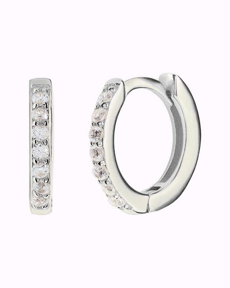 Minimalist & Dainty CZ Second Hole Huggie Hoop Earrings Two sizes available image 5