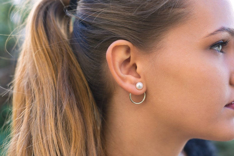 Boucles d'oreilles veste d'oreille perles et cercles image 1