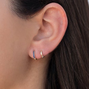 Minimalist & Tiny Second Hole Helix Silver Hoop Earrings Two sizes available: 6 mm and 9 mm image 8