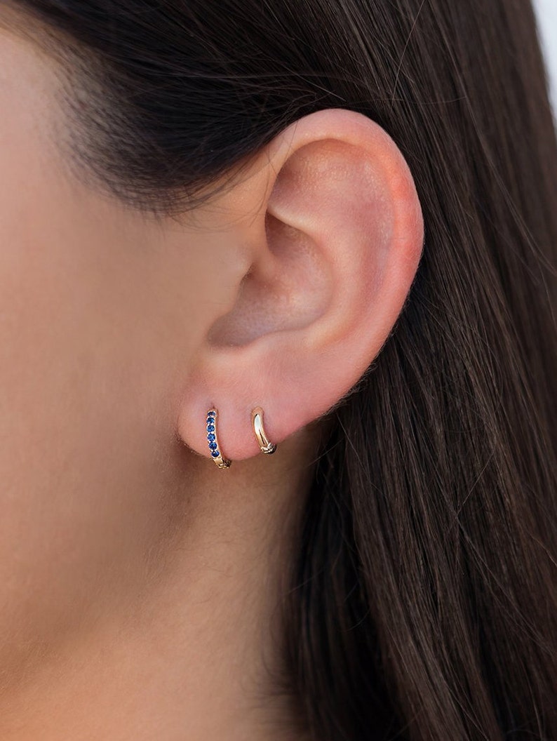 Minimalist & Tiny Second Hole Helix Silver Hoop Earrings Two sizes available: 6 mm and 9 mm image 8