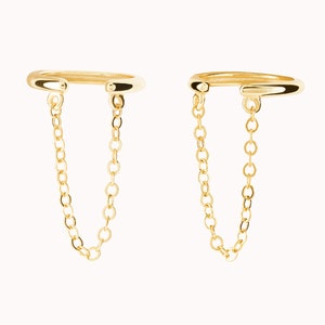 Dainty & Minimalist Dangling Chain Conch Ear Cuff Earrings Gold