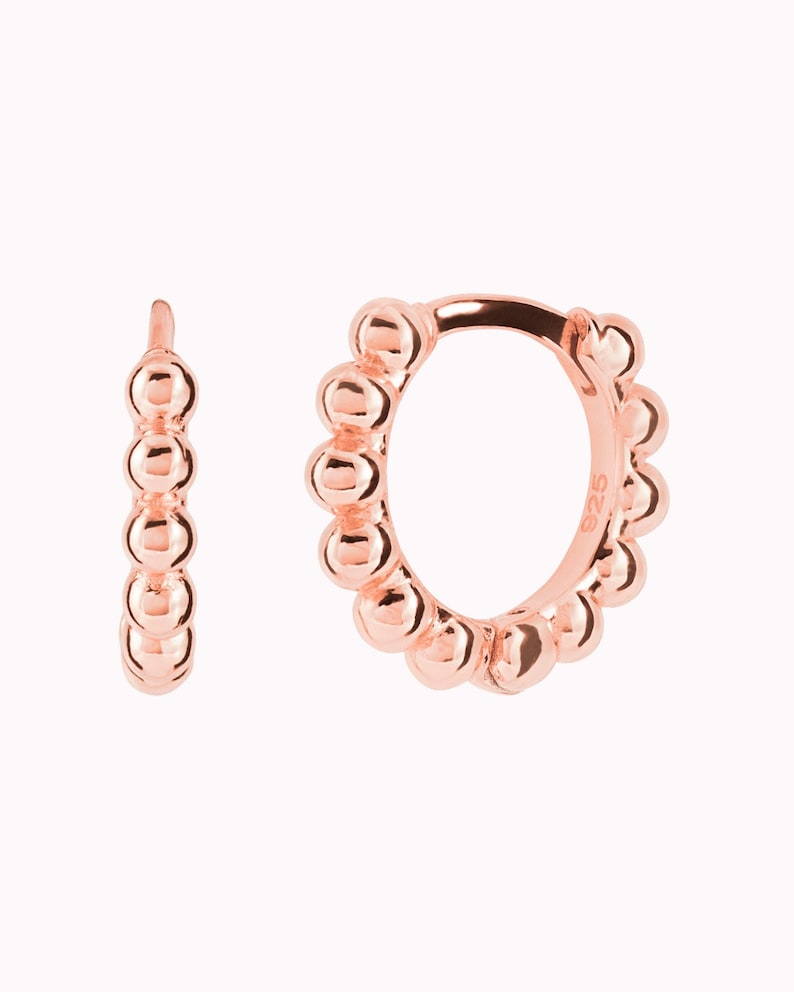 Tiny Beaded Huggie Hoop Earrings Available In Four Sizes image 6