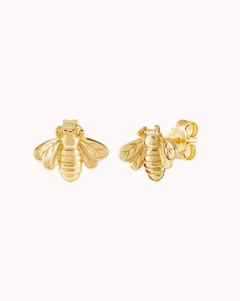 Pendientes stud grande en forma de abeja Oro