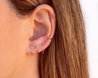 Orecchini A Lobo Simicerchio A Tre Fili Zirconati Bianco Con Gocce Di Zircone Rosa E Attacco A Pressione Placcati Oro Giallo In Argento 925 - Foto 9